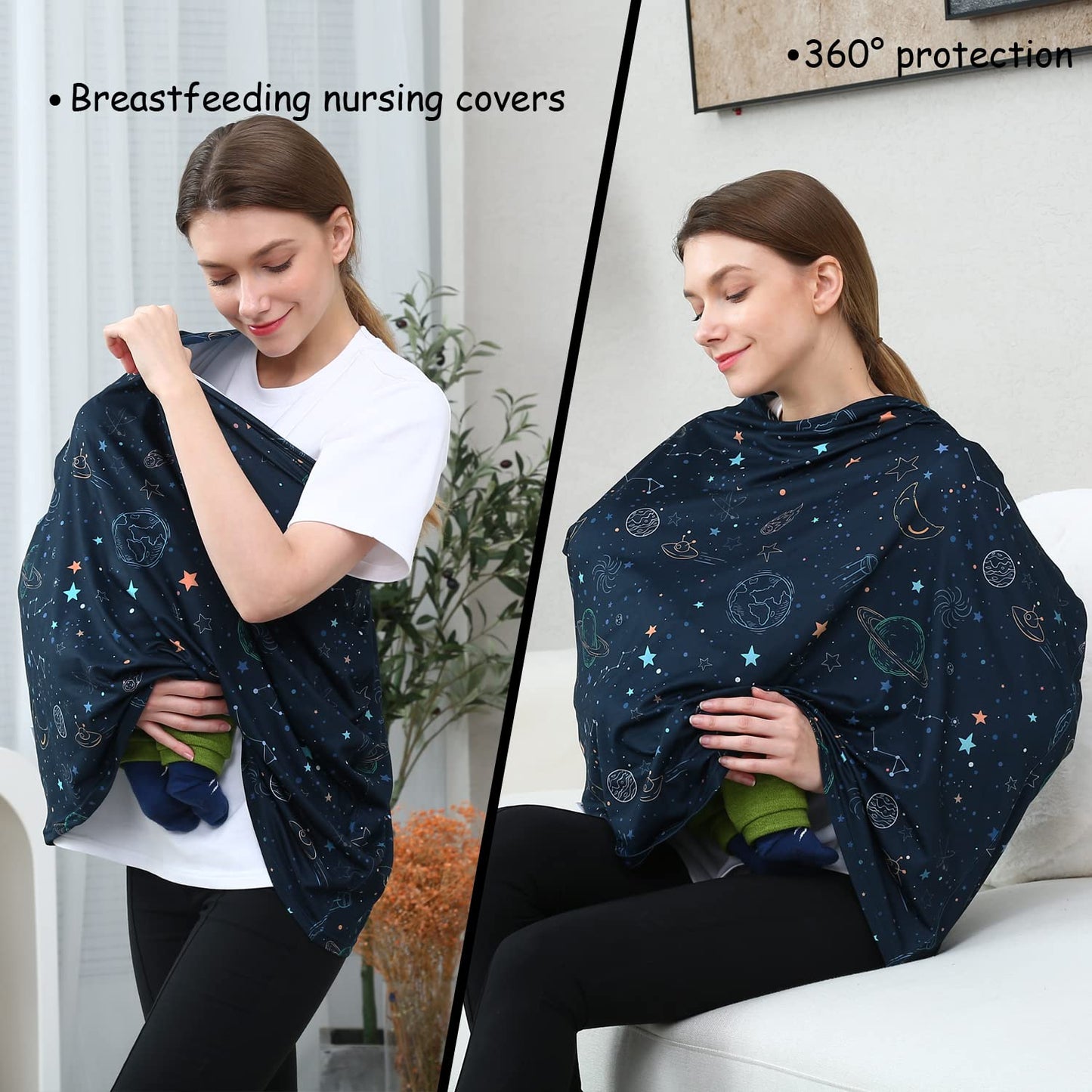 Car Seat Covers for Babies - Multi-use Carseat Canopy Cover Breastfeeding Covers, Stroller Canopy Cover (Navy Dinosaur)