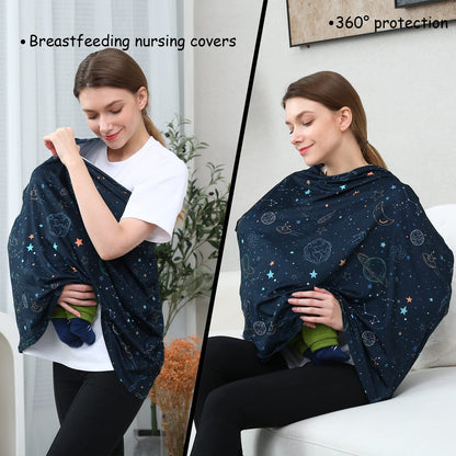 Car Seat Covers for Babies - Multi-use Carseat Canopy Cover Breastfeeding Covers, Stroller Canopy Cover (Navy Dinosaur)