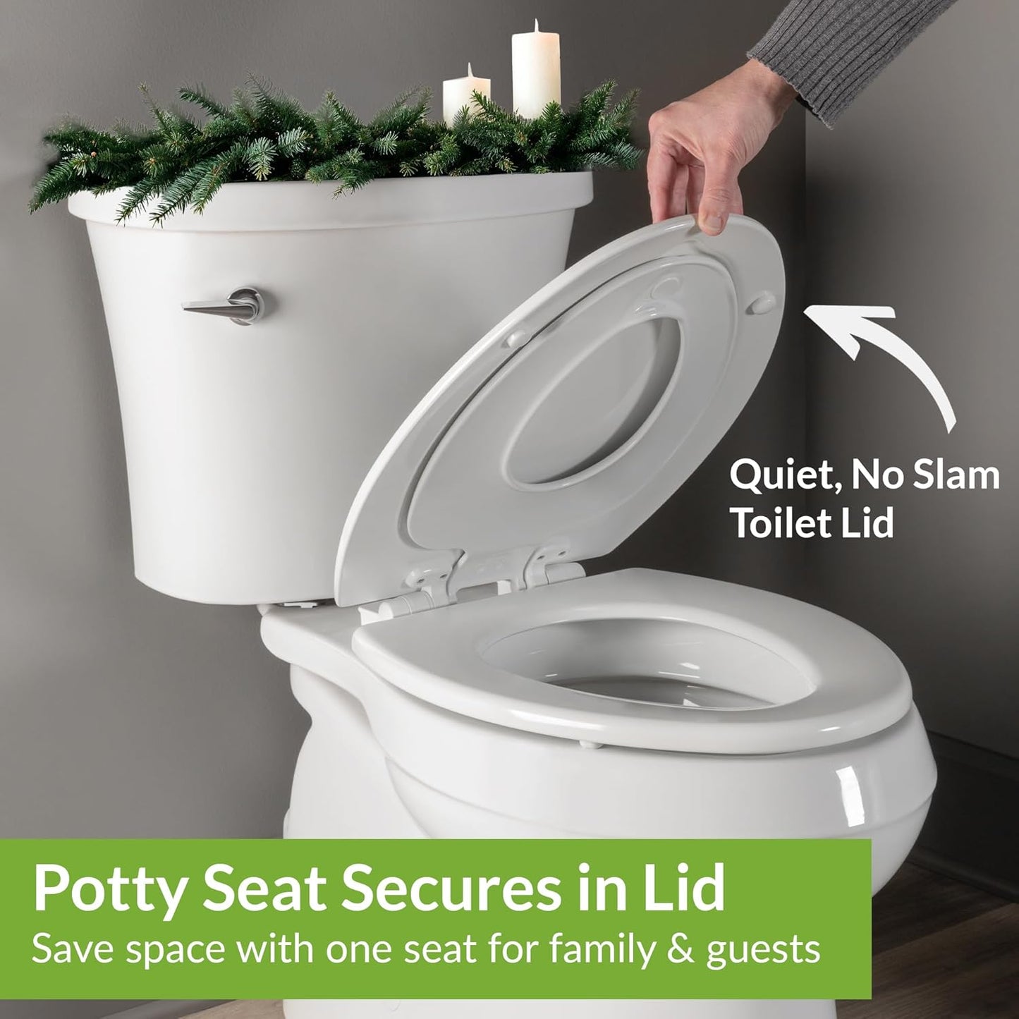 Mayfair NextStep Slow-Close Toilet Seat with Built-In Toddler Potty Training Seat, Removable, White, Round