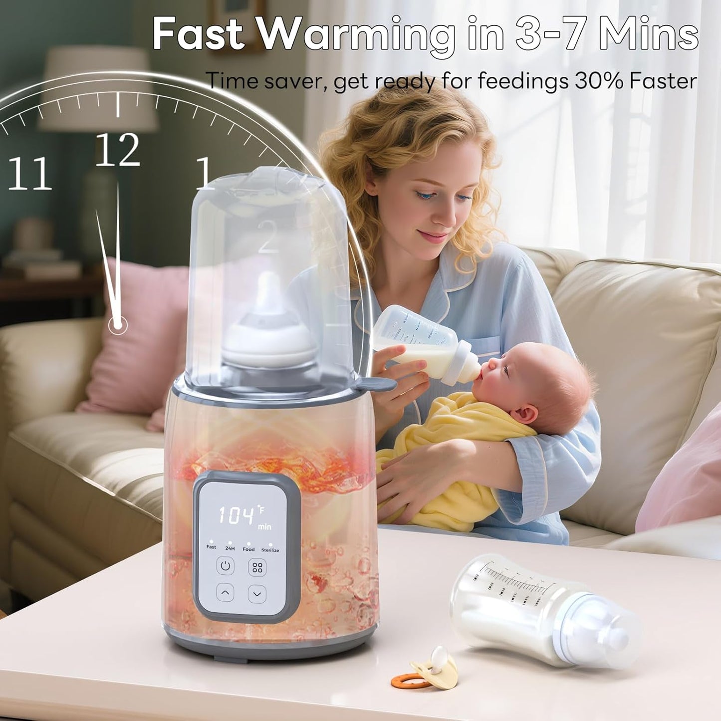 Bottle Warmer, 8-in-1 Fast Baby Bottle Warmer for Breastmilk and Formula,Milk Warmer with Accurate Temperature Control and Automatic Shut-Off,Multifunctional Bottle Warmers for All Bottles (Purple)
