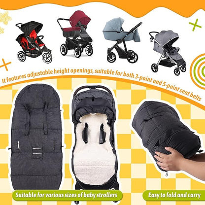 Waterproof Thickened Universal Stroller Blanket - Baby/Toddler Stroller Footmuff, Sleeping Bag & Bunting, Cold-Weather Winter Cover（Dark Grey）