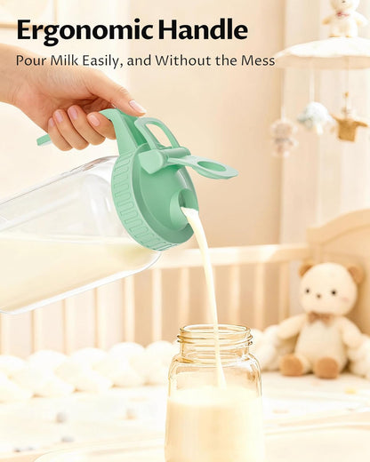32oz Breast Milk Pitcher with Lid - Airtight Leakproof Glass Storage with Flip Cap & Pour Spout, Wide Mouth 1 Quart Breastmilk Storage Container Breastfeeding Essentials for Breastmilk, Formula, Milk