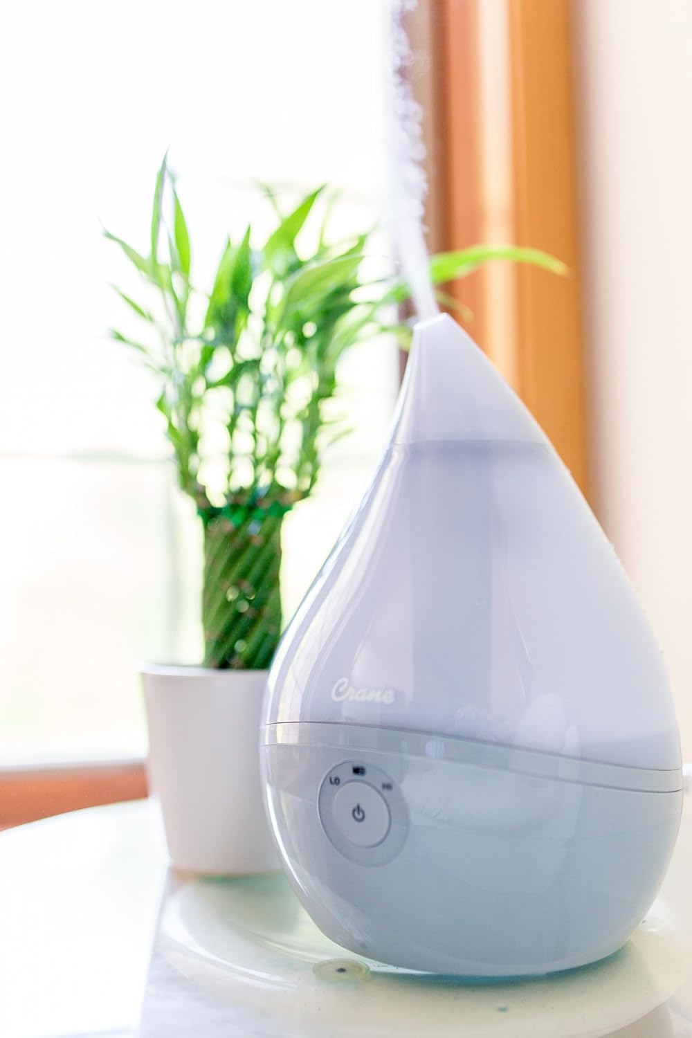 Crane Droplet Ultrasonic Small Air Humidifiers for Bedroom and Office, 0.5 Gallon Cool Mist Humidifier for Plants and Home, Humidifier Filters Optional, White