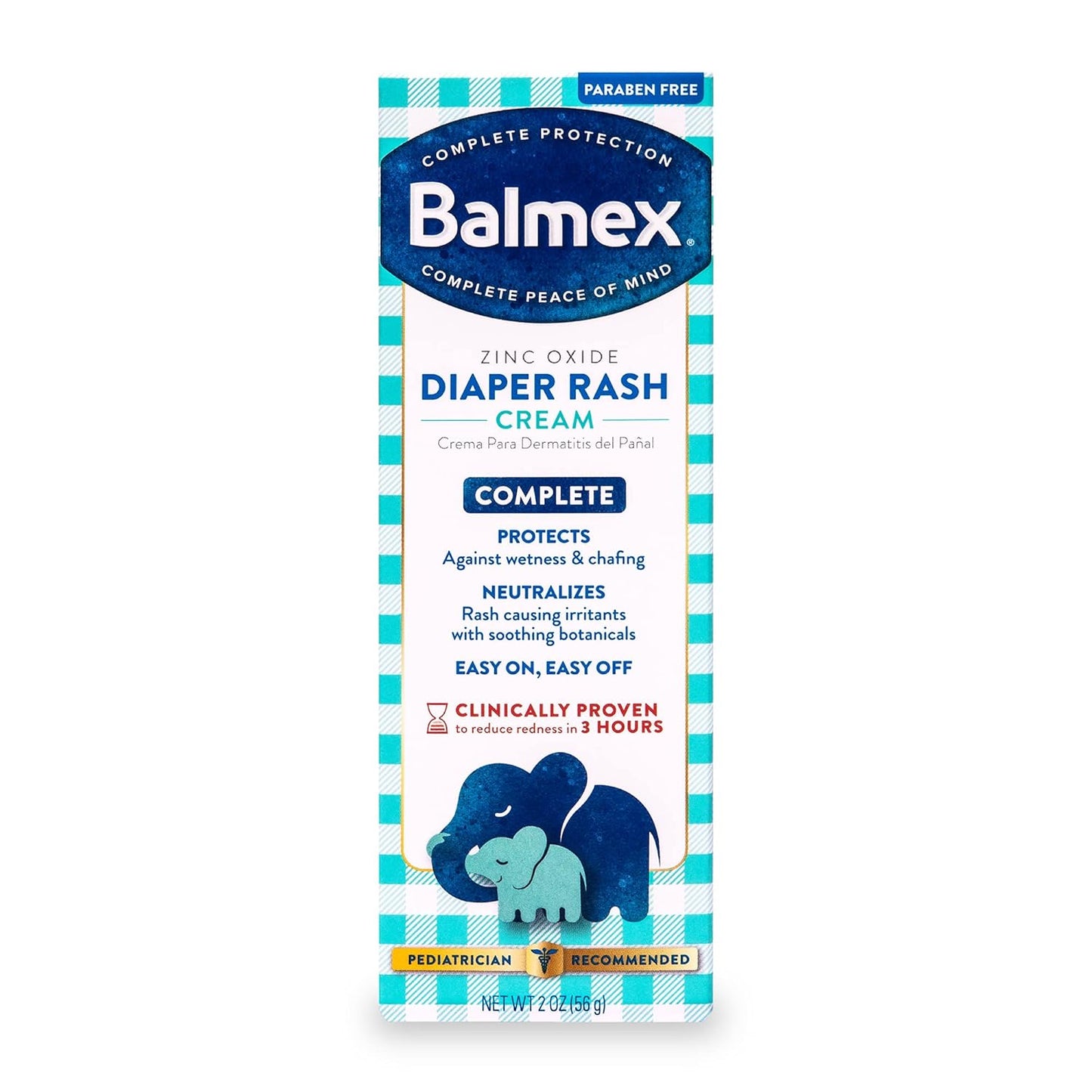 Balmex Complete Protection Baby Diaper Rash Cream with Zinc Oxide + Soothing Botanicals, 4 Ounce