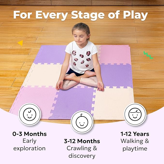 MioTetto Baby Play Mat, Comfortable Playtime Mat – Portable Foam Floor Tiles, Safe Baby mat for Floor for Crawling & Development, Soft Play mat for Babies, Stylish Interlocking Foam Tiles