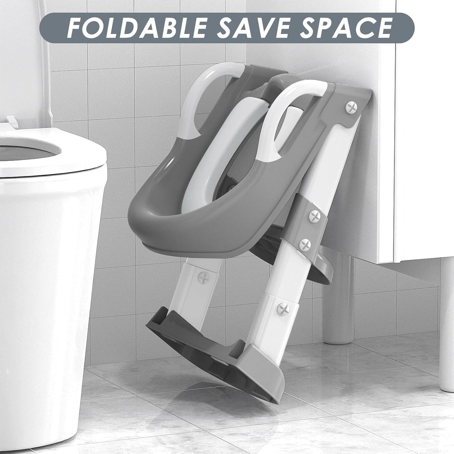 Potty Training Seat with Step Stool Ladder, Toddler Potty Training Toilet for Boys Kids, Potty Chair Adjustable Potty Seat for Toilet with Anti-Slip Wide Steps Splash Guard Safety Handles