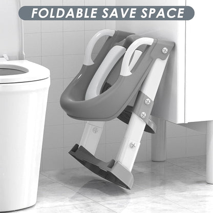 Potty Training Seat with Step Stool Ladder, Toddler Potty Training Toilet for Boys Kids, Potty Chair Adjustable Potty Seat for Toilet with Anti-Slip Wide Steps Splash Guard Safety Handles