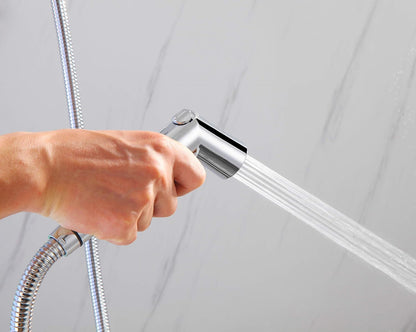 Handheld Sprayer Kit with Adjustable Jet Spray for Toilet, Double Shut-Off Design Chrome Finish