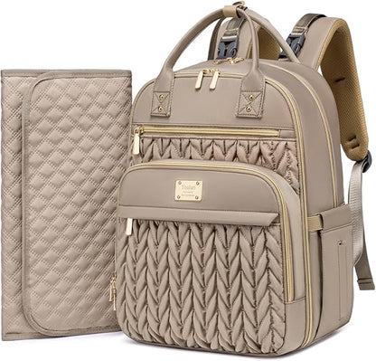Tealari Diaper Bag Backpack,Stylish Baby Diaper Bag,Waterproof Travel Diaper Backpacks Baby Bags with Changing Pad,Stroller Straps,Insulated Pockets (Khaki)