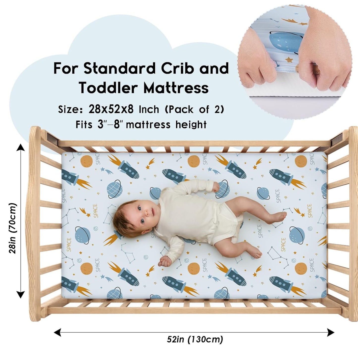 Yoofoss Pack and Play Sheets Fitted, Mini Crib Sheets 2-Pack for Pack N Play Mattress, Stretchy Playard Sheet, Soft and Breathable Green+Giraff