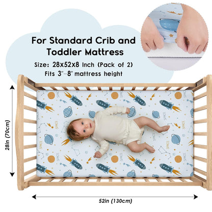 Yoofoss Pack and Play Sheets Fitted, Mini Crib Sheets 2-Pack for Pack N Play Mattress, Stretchy Playard Sheet, Soft and Breathable Green+Giraff