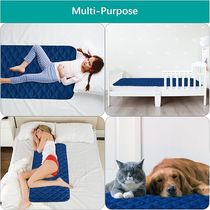 Waterproof Crib Mattress Protector Pad 28" x 52",Non-Slip & Absorbent Mattress Pad for Baby Standard Crib/Bed, Quilted Machine Washable Navy