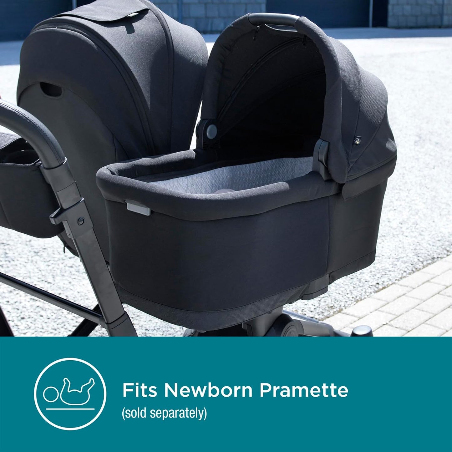 Contours Element Side-by-Side Convertible Toddler and Baby Stroller Single-to-Double, Reversible Seating Options, Infant Seat Compatible, Spacious Storage, UPF 50 Sun Canopy - Stealth Black