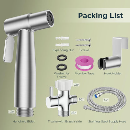 Handheld Bidet Sprayer for Toilet, Stainless Steel Jet Spray Kit Adjustable Pressure, Leak-Proof Jet Spray, Feminine Wash & Muslim Shower, Wall/Toilet Mount, Used for RV Toilets
