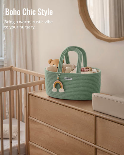 Blissful Diary Baby Diaper Caddy Organizer, Cotton Rope Diaper Caddy Basket, Large Storage Basket for Newborn Boys and Girls, Gift for Baby Shower List, Newborn Essentials, Earthy Rainbow