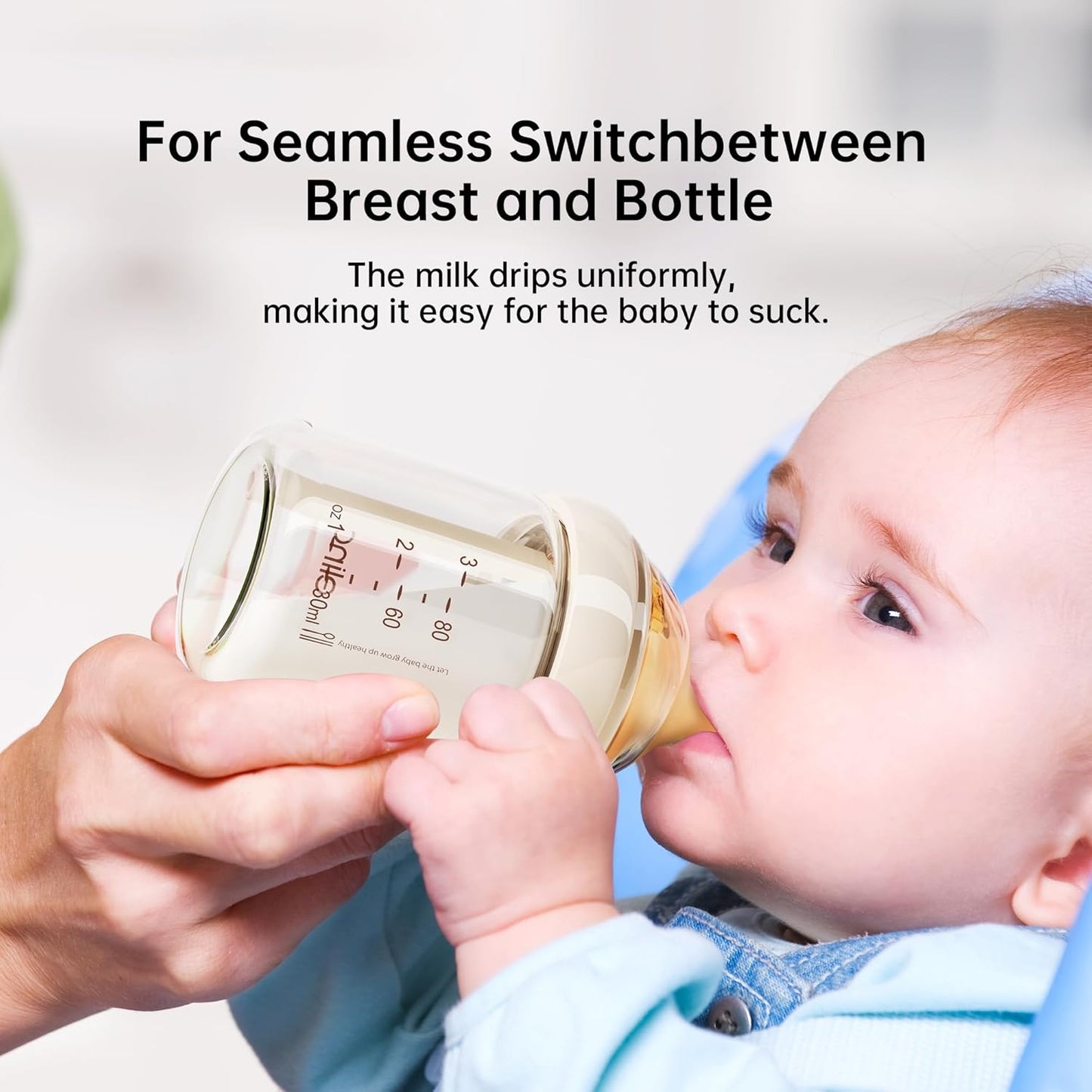 Natural Nursing Glass Baby Bottle - with Anti-Colic Vent System - BPA-Free, 3 oz with Slow Flow Nipple, 0-6 Months, 2 Pack (Includes 4pcs Nipples)