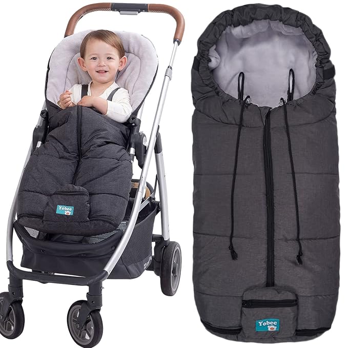 Yobee Toddler Sleeping Bag for Stroller, Winter Outdoor Tour Stroller Padded Footmuff, Comfortable Coral Fleece Stroller Bunting Bag, Universal Fit from 6 to 36 Months