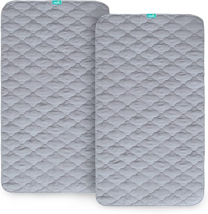 Waterproof Crib Mattress Protector Pad 2 Pack 28" x 52",Non-Slip & Absorbent Mattress Pad for Baby Standard Crib/Bed, Quilted Machine Washable Grey