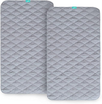 Waterproof Crib Mattress Protector Pad 2 Pack 28" x 52",Non-Slip & Absorbent Mattress Pad for Baby Standard Crib/Bed, Quilted Machine Washable Grey