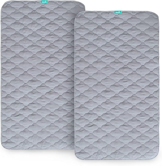 Waterproof Crib Mattress Protector Pad 2 Pack 28" x 52",Non-Slip & Absorbent Mattress Pad for Baby Standard Crib/Bed, Quilted Machine Washable Grey