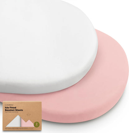 2-Pack Baby Bassinet Sheets Girl, Boy - 33x17 Viscose Derived from Bamboo Bedside Mattress Fitted Bassinet Sheets, Compatible with Halo Bassinest Swivel Sleeper, Baby Delight, Graco (Pecan)