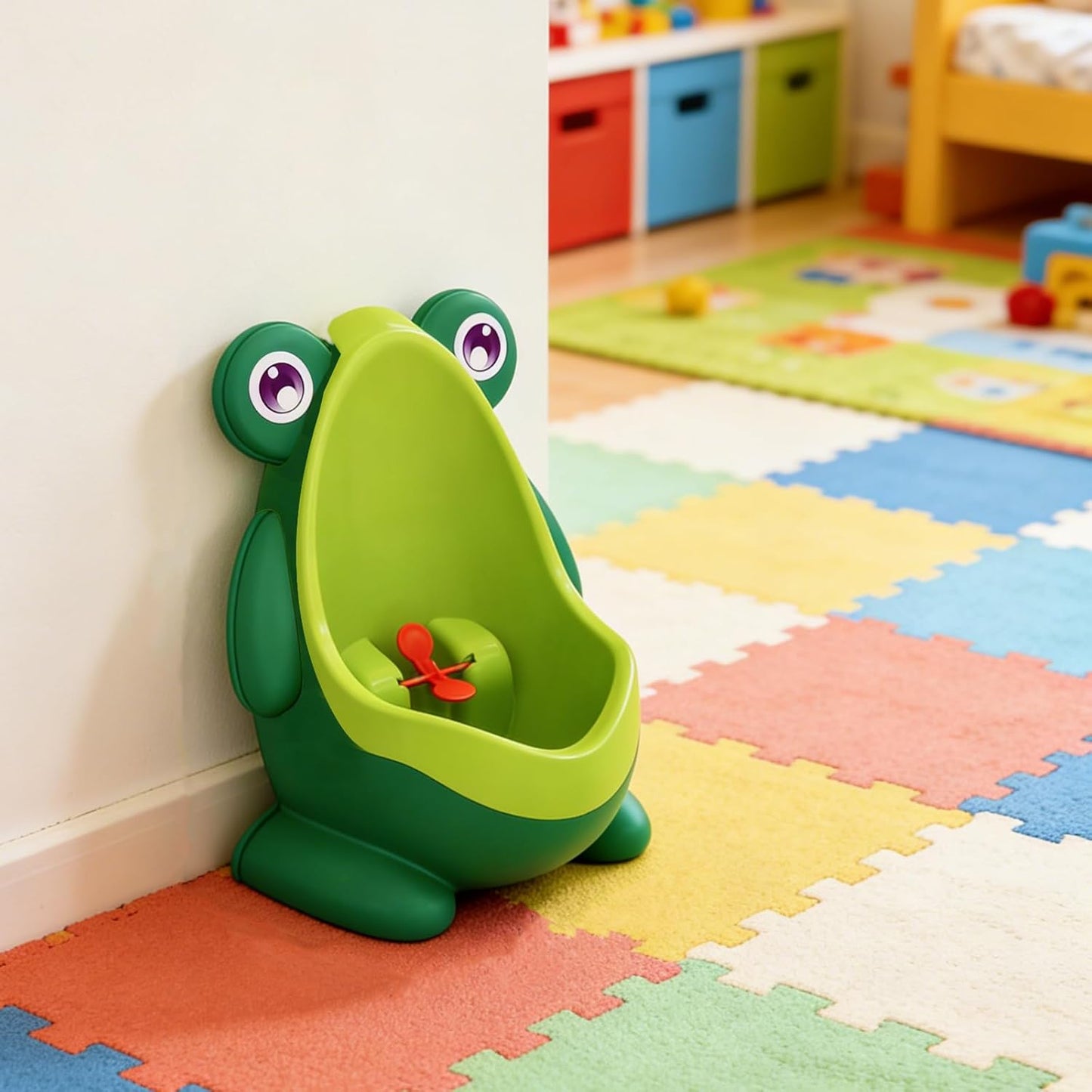 Frog Pee Training,Cute Potty Training Urinal for Boys with Funny Aiming Target,Green Urinals for Toddler Boy