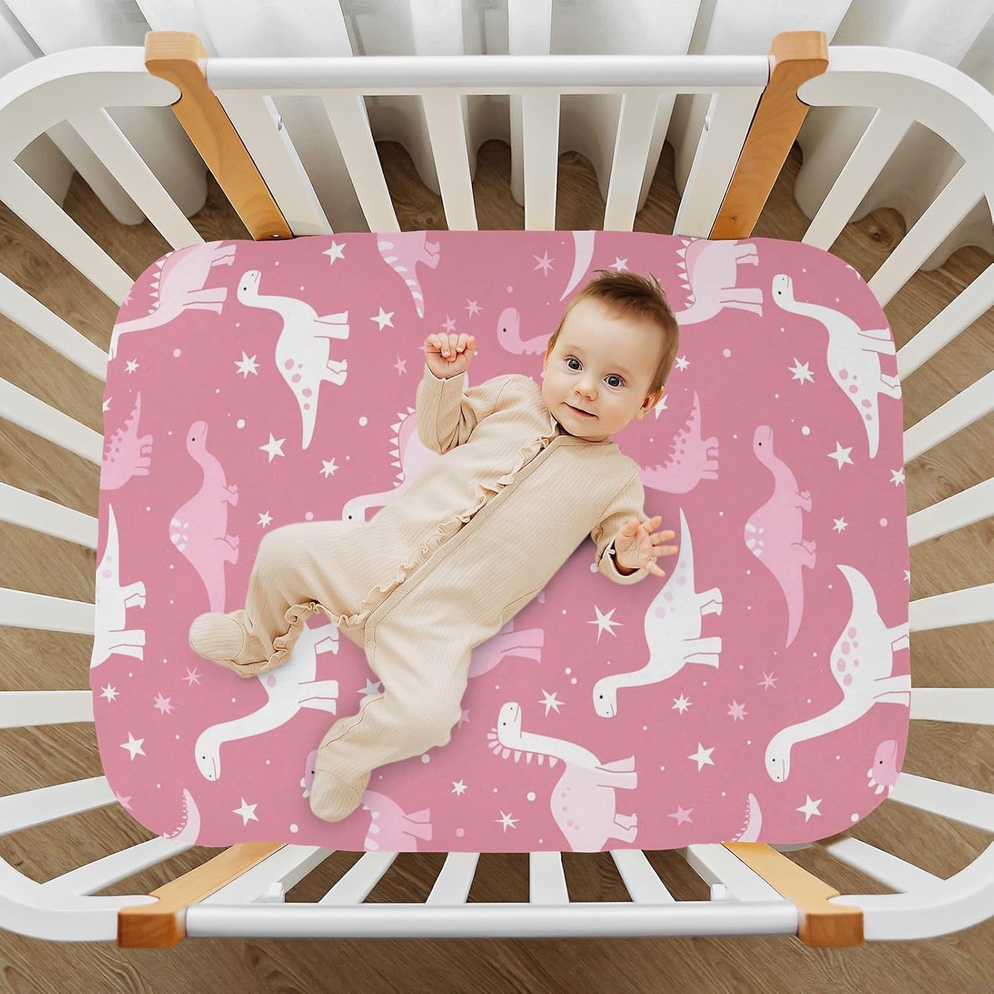 Fitted Crib Sheets Cactus and Floral Stretchy Portable Playard Sheets for Baby Toddler, Breathable Soft Mini Crib Mattress 52 x 28 in for Boys and Girls