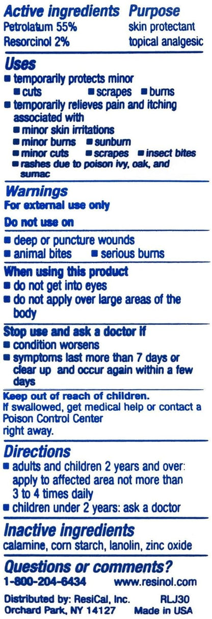 Resinol Medicated Ointment For Itch Relief And Protection Of Skin Rashes and Irritations, 3 Ounce Jar (Pack of 1)