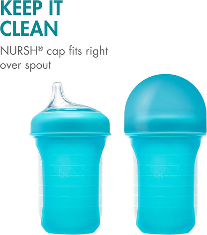 Boon Nursh Silicone Sippy Cup Lid - Convertible Transitional Sippy Spouts for Nursh Baby Bottles - Sippy Cup Lids for Babies - Baby Feeding Supplies - Ages 6 Months and Up - 3 Count