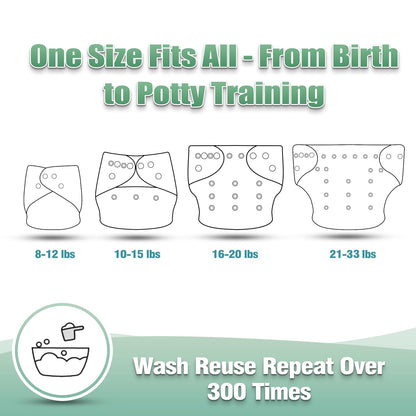wegreeco Cloth Diapers 6 Pack with 6 Inserts & 1 Wet Bag, Washable Cloth Diapers for Babies, One Size Adjustable Reusable (Flower)