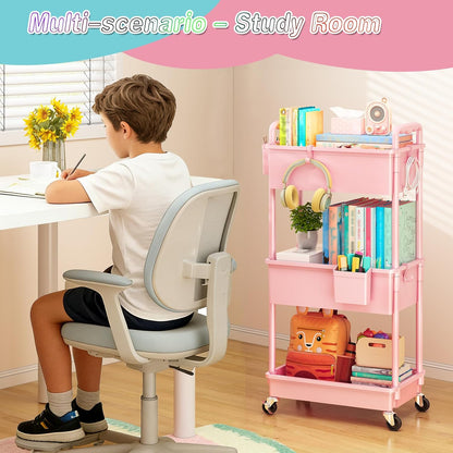 SUNALLY Baby Diaper Caddy Cart, 3 Tier Rolling Diaper Cart with Lockable Wheels for Nursery Essentials, Large Capacity & Easy Assemble Diaper Storage Organizer for Newborn,New Mom, White