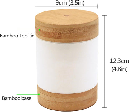 Bamboo Ultrasonic Mini Humidifier, 400ml Quiet Desktop Humidifier with Dual LED Night Light, USB-C Powered, Auto Shut-Off, Portable Small Room Air Moisturizer for Bedroom, Desk, Office & Travel