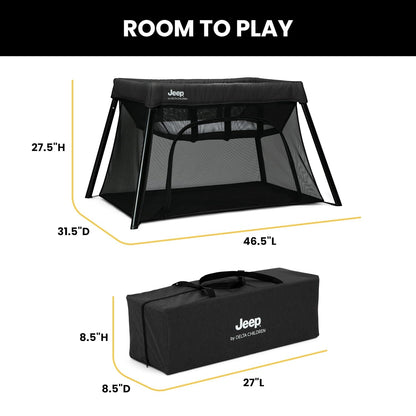 Jeep Horizon Compact Travel 2-in-1 Play Yard and Bassinet, Black