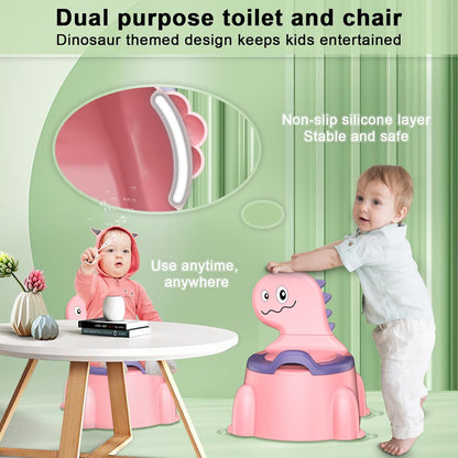 Potty Training Toilet, Toddler Potty Training Seat Baby Potty Chair, Dinosaur Toilet Potty Seat for Boys Girls Kids Toddlers, Portable Travel Potty with lid,Urinal, Splash Guard, Non-Slip Pad(Blue)