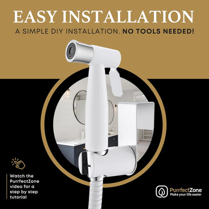 Purrfectzone Bidet Sprayer for Toilet, Handheld Sprayer Kit, Cloth Diaper Sprayer Set - Easy to Install - Stainless Steel