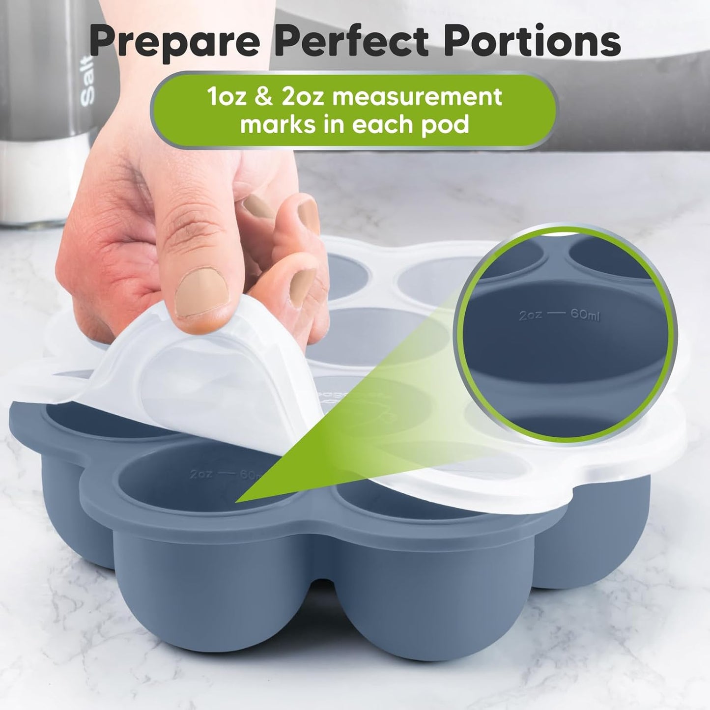 KeaBabies Silicone Food Freezer Trays with Lid, 2oz x 10 Pods Baby Food Storage Containers, Easy Puree Meal Prep, Breast Milk Silicone Freezer Molds, Dishwasher, Microwave Safe, BPA-Free (Chai Latte)