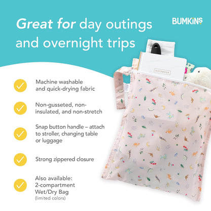 Bumkins Disney Waterproof Wet Bag for Baby, Travel, Swim Suit, Cloth Diapers, Pump Parts, Pool, Gym Clothes, Toiletry, Strap to Stroller, Daycare, Zip Reusable Bag, Packing Pouch, Winnie the Pooh