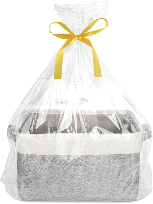 Large Gift Basket Empty 15.5 x 11.6 x 9.4, Baby Storage Basket Shower Gifts for for Newborn Baby Essentials, Diaper Caddy Organizer with Handles, Decorative Baskets for Home Decor Shelves (Style 2)