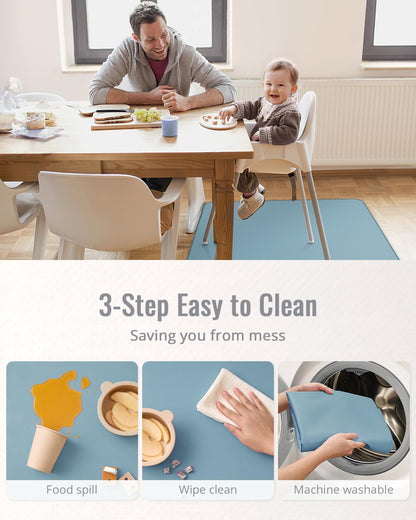 Blissful Diary Baby Splat Mat for Under High Chair, 50.4 x 50.4 Inch Wipeable Splash Mat, Waterproof and Washable, Anti-Slip Floor Protector, Retro Rainbow