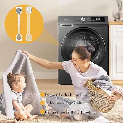 Fursafe&Q Child Safety Cabinet Proofing, Baby Cabinet Locks Adhesive Adjustable Child Safety Strap Locks Drawer Fridge Ovens Toilet Latches No Screws for Furniture Kitchen White 6Pack