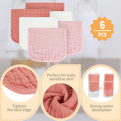 Muslin Burp Cloths 100% Cotton Baby Burp Cloths Soft, Absorbent 10x20 inches for Girls and Boys Baby Essentials