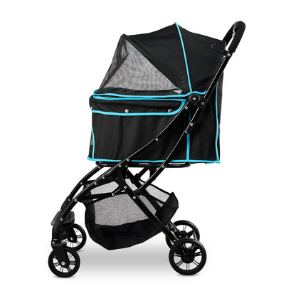 Carlson Pet Products Stroller, Includes 360 Degree Front Wheel Swivel, Rear Wheel Breaks, Reflective Trim, Mesh Panels, Umbrella and Mesh Canopy, Khaki