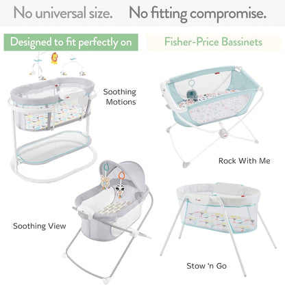 Bedside Sleeper Bassinet Sheets for 33x20 Inch Mattress Pad – Compatible with Maxi COSI Iora, Kidsclub, Angelbliss, Baby Joy, Koola Baby Bedside Bassinet – 100% Jersey Cotton – 2 Pack