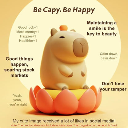 YR YRHH-PET Orange Capybara Cute Night Light, LED Squishy Novelty Capybara Lamp, Food Grade Silicone Dimmable Nightlight, Boys Girls Funny Capybara Light, Light Up Capybara Gifts, Room College Décor