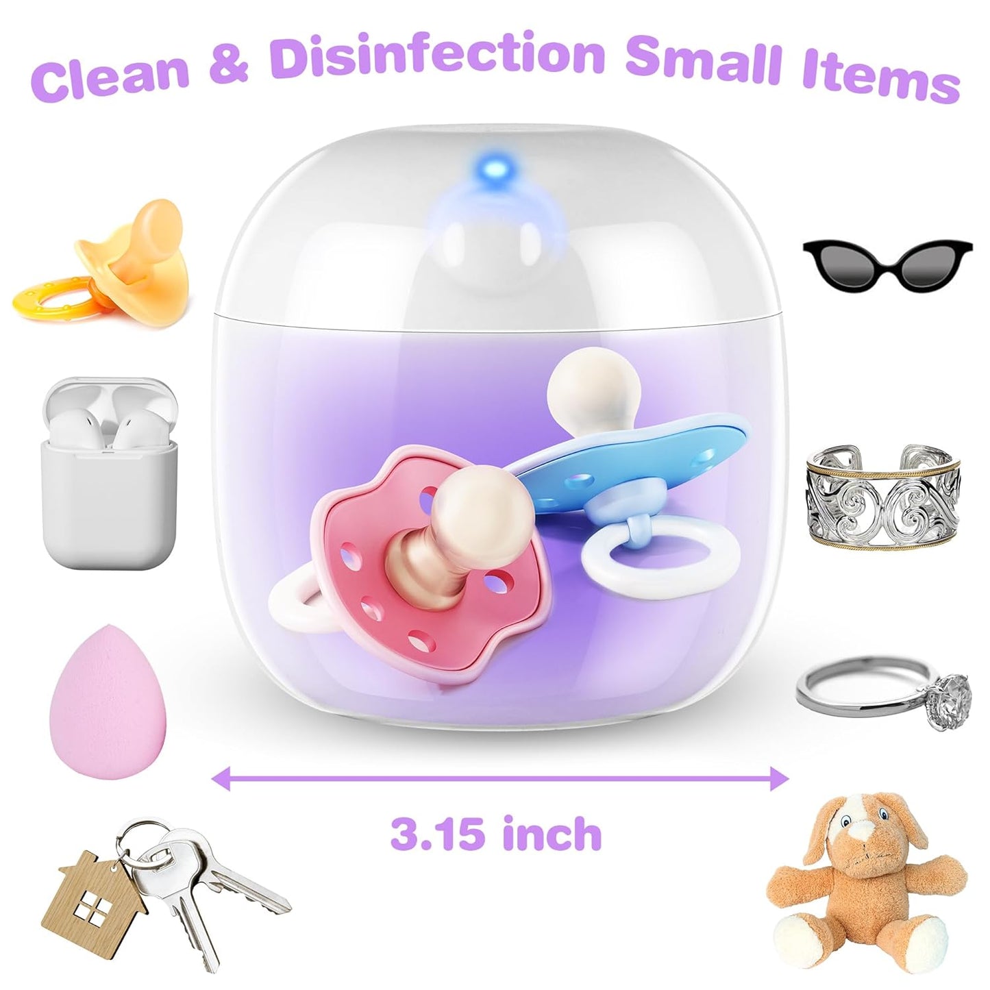 Qualirey Portable Pacifier Disinfection, Mini UV Light Disinfection, 99.99% Disinfection in 3 Mins, USB Rechargeable, Mini UVC Disinfection Box for Baby Pacifier, Bottle Nipples, Teethers (Pink)