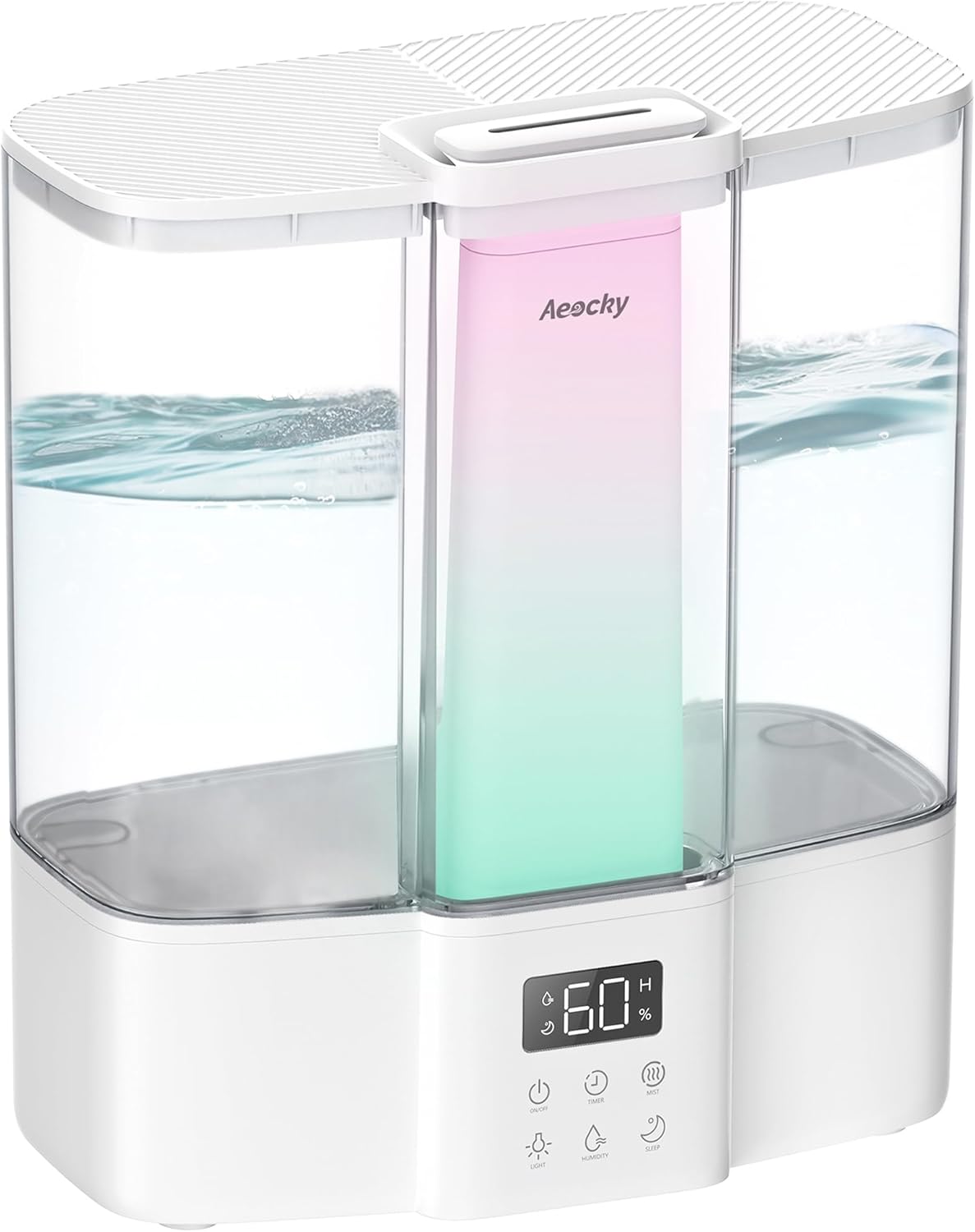 Geek-Level Aeocky Humidifier for Baby, Quiet Ultrasonic Humidifiers for Bedroom, Nursery with Ambient Light, 4L Top-Fill Cool Mist Diffuser with Timer, Sleep, Auto, Constant Humidity Mode (Black)