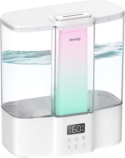 Geek-Level Aeocky Humidifier for Baby, Quiet Ultrasonic Humidifiers for Bedroom, Nursery with Ambient Light, 4L Top-Fill Cool Mist Diffuser with Timer, Sleep, Auto, Constant Humidity Mode (Black)