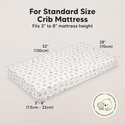 KeaBabies 2-Pack Organic Crib Sheets for Boys, Girls - 52x28 Fitted Crib Mattress Sheet Neutral, Breathable Jersey Cotton Cover for Baby Bed, Toddler Mattress, Soft & Cute Prints (KeaSafari)