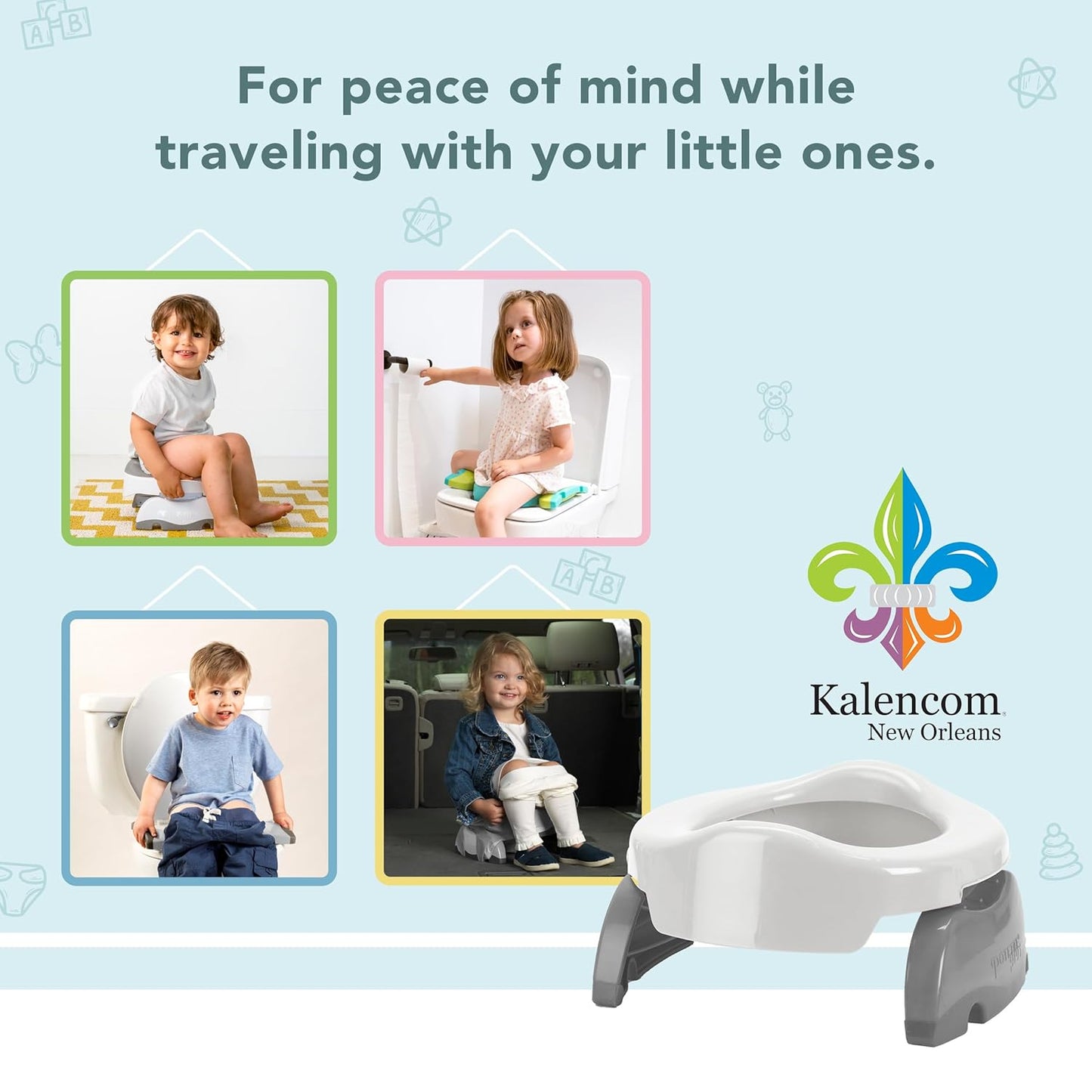 Kalencom Potette Plus 2-in-1 Travel Potty and Trainer Seat - Dual-Purpose Potty Training Toilet Seat - Portable Potty for Toddler Travel - with Durable, Lock-in Legs and Splash Guard - Pastel Mint
