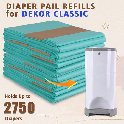 Sloyar Refills Compatible with DEKOR CLASSIC Diaper Pails/3 Pack/Versatile and Functional/Suitable for Seniors and Infants/Baby Powder Fragrance/Holds up to 1650 Diapers
